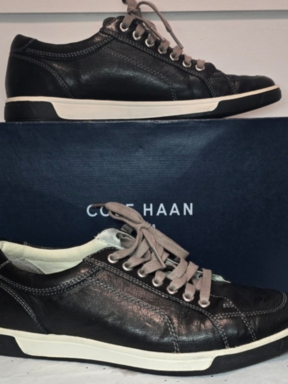 Cole Haan Air Quincy Men’s Black Leather Casual Sneaker Shoe